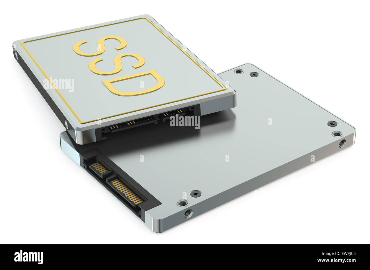 Solid-State Drive SSD oben und unten Ansichten Stockfoto