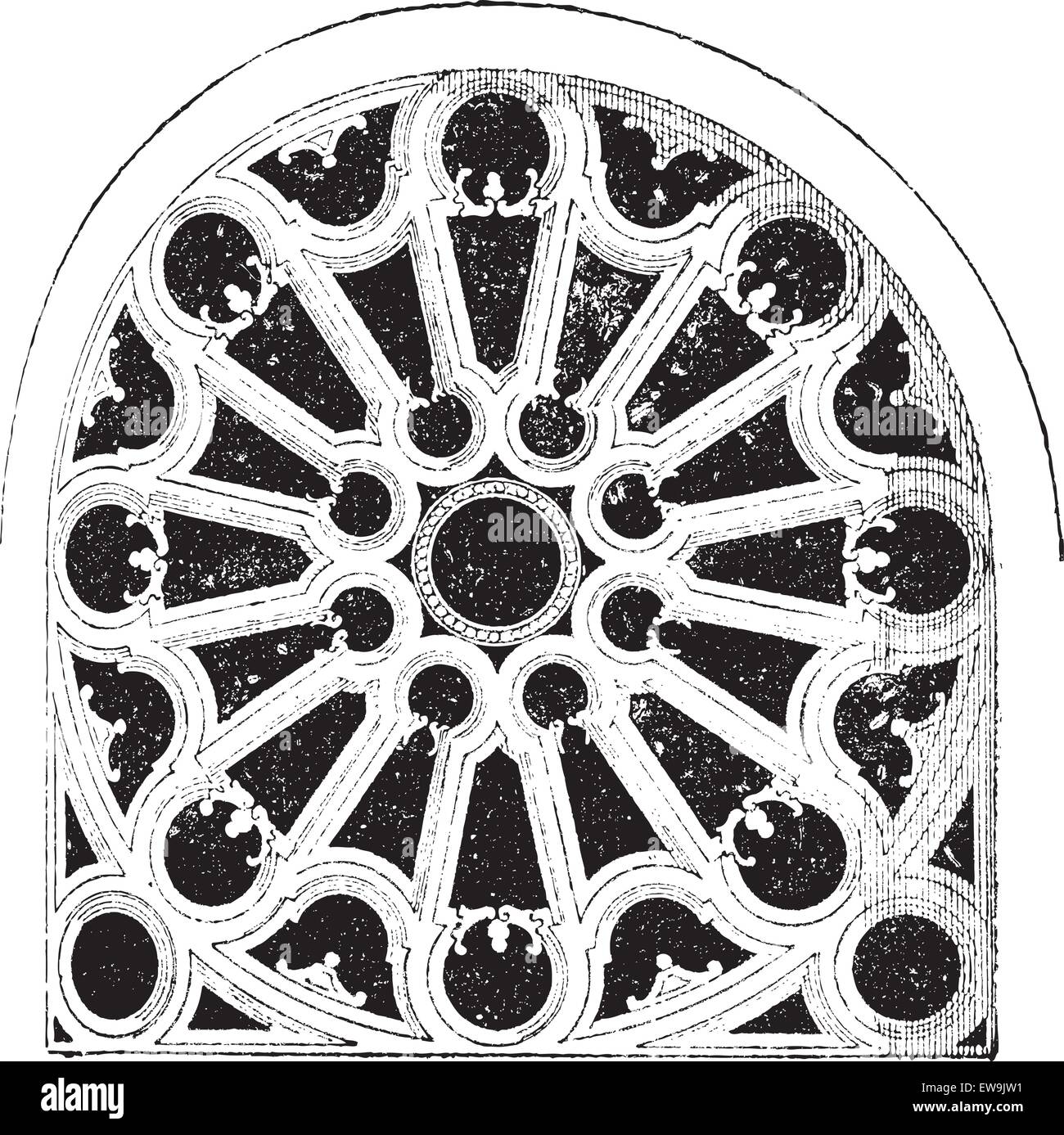 Rose-Renaissance, In der Kirche Sainte-Clotilde Andelys Vintage gravierten Abbildung. Wörter und Sachen - Lari Stock Vektor