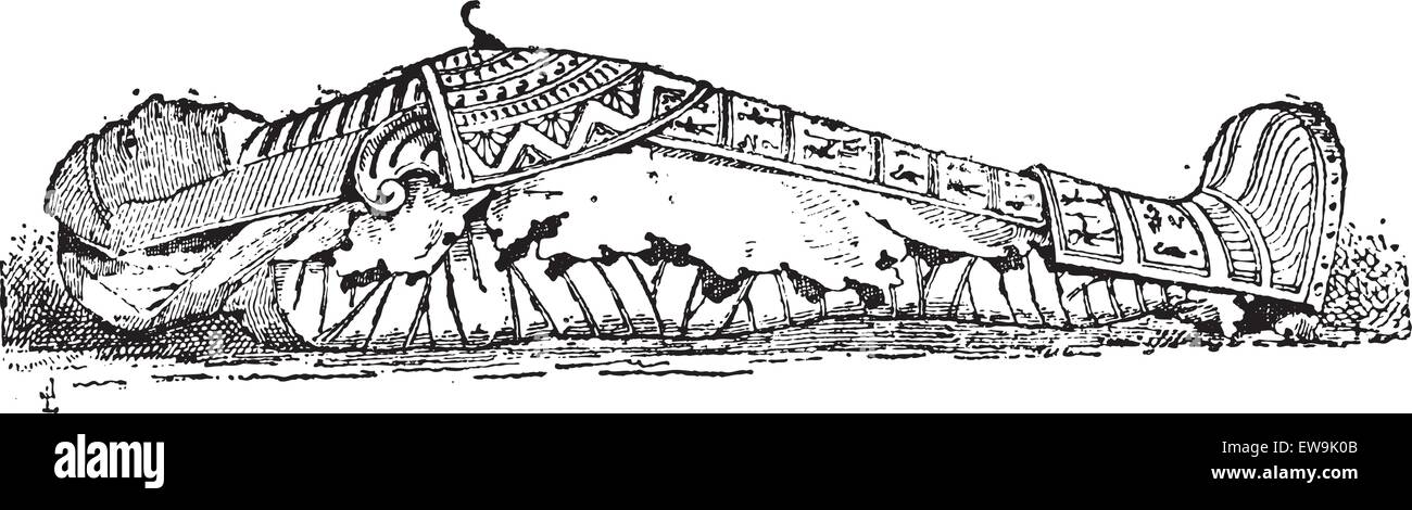 Alte eingraviert Abbildung der Sarkophag der Mumie von Seracher, war die Schwester von König Taraks von Twenty-Fifth Dynastie, 700 Stock Vektor