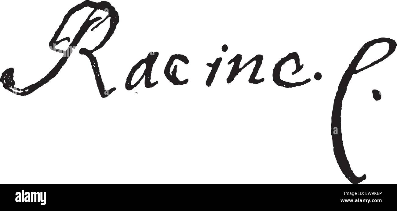 Signatur von Jean Racine (1639-1699), gravierte Vintage Illustration. Wörter und Sachen - Larive und Fleury - 1895. Stock Vektor