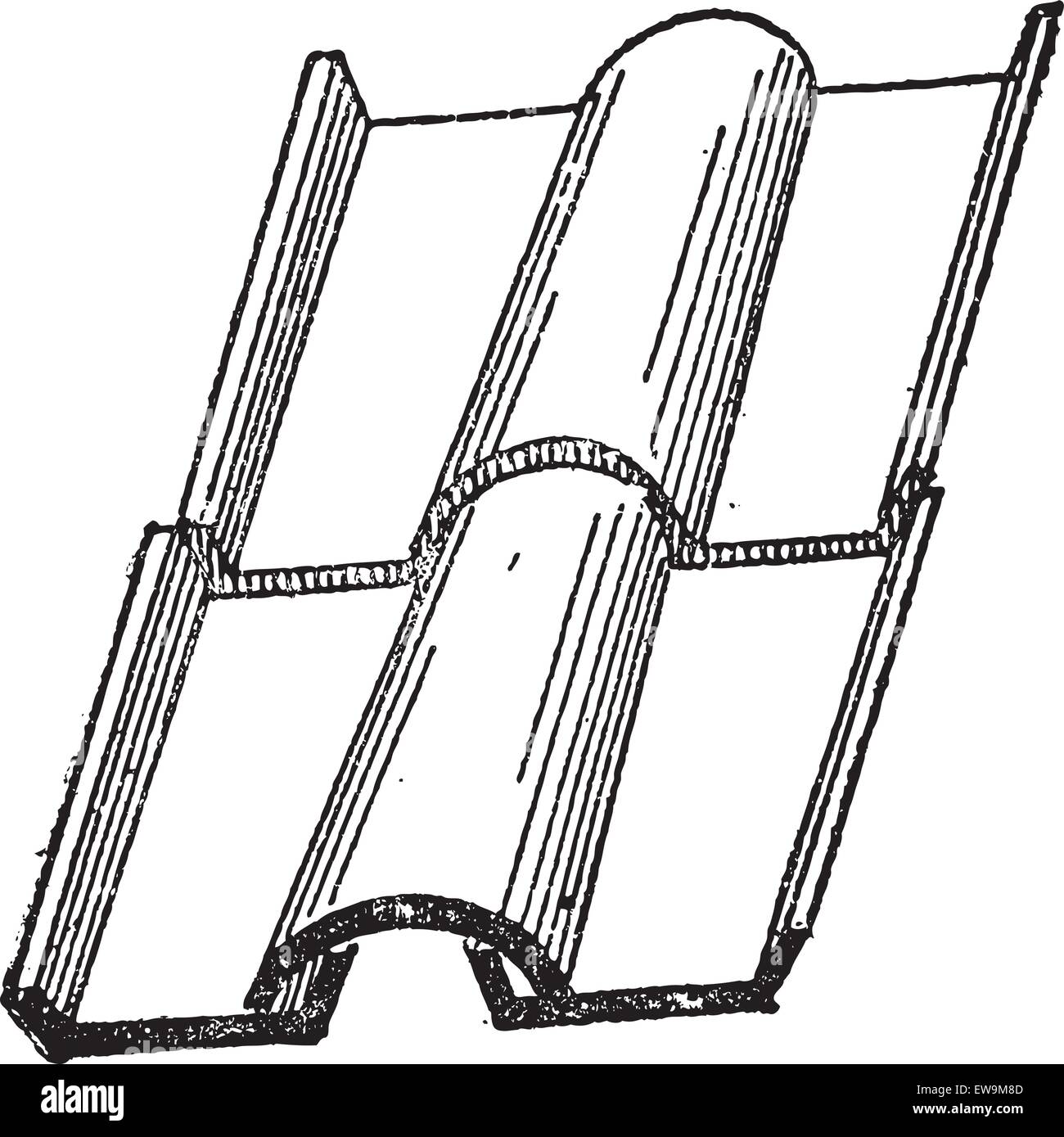 Tegula und Tegula, eingraviert Vintage Illustration. Wörterbuch der Worte und Dinge - Larive und Fleury - 1895 Stock Vektor Tegula und Tegula, eingraviert Vintage Illustration. Wörterbuch der Worte und Dinge - Larive und Fleury - 1895 Stock Vektor