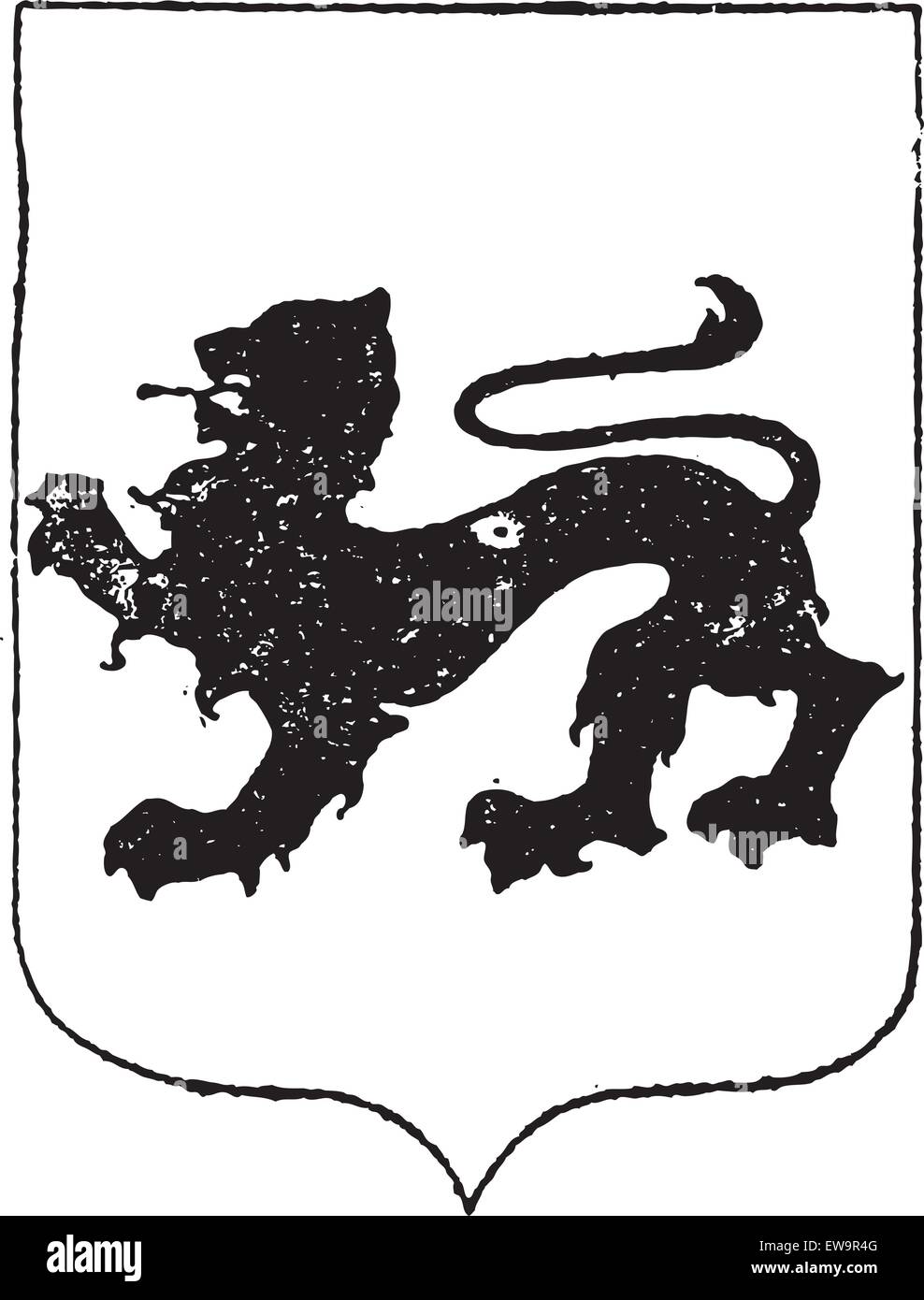 Fuß Löwen im Wappen, Vintage gravierten Abbildung. Wörterbuch der Worte und Dinge - Larive und Fleury - 1895 Stock Vektor