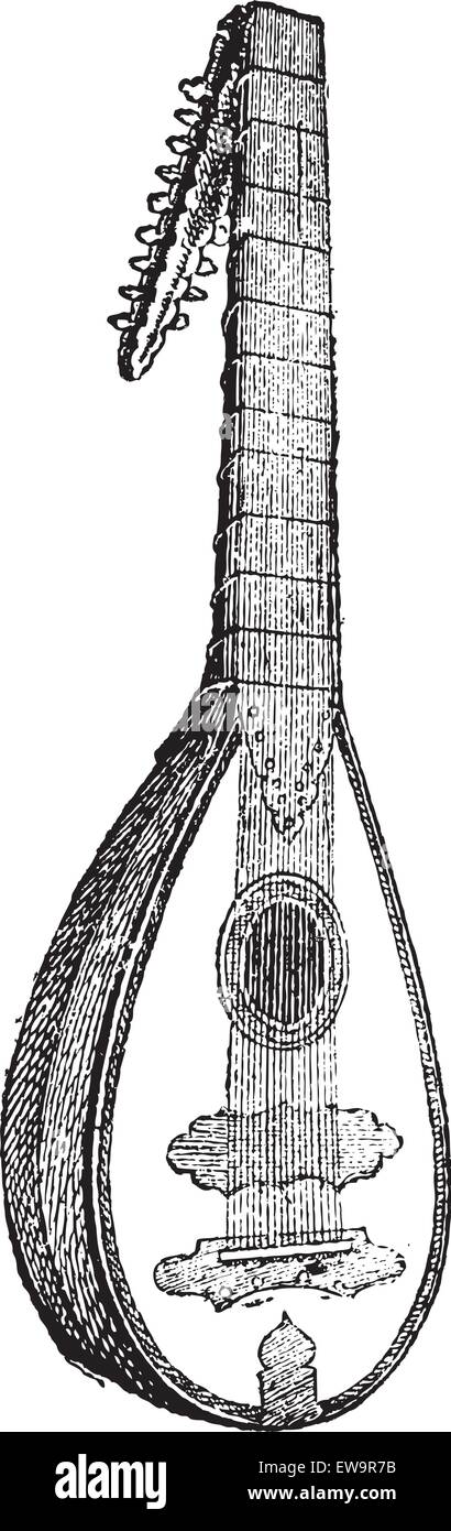 Laute, graviert Vintage Illustration. Wörter und Sachen - Larive und Fleury - 1895. Stock Vektor