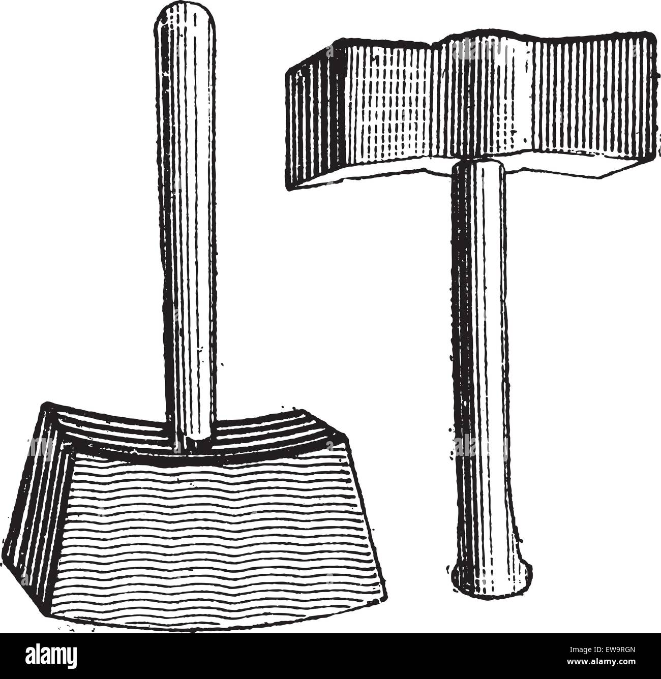 Lump Hammer, Vintage gravierten Abbildung. Wörterbuch der Worte und Dinge - Larive und Fleury - 1895 Stock Vektor