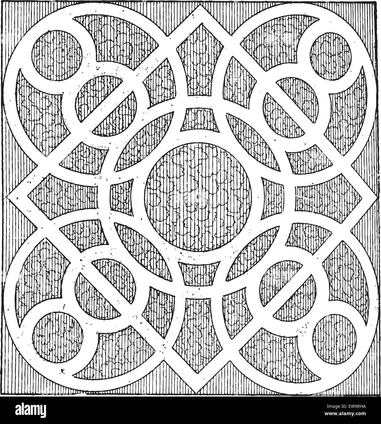 Meander, Labyrinth Muster der Garten von Sauberkeit, durch Androuet du Cerceau, Vintage eingravierten Abbildung. Wörterbuch der Wörter und Dinge - Larive und Fleury - 1895 Stock Vektor