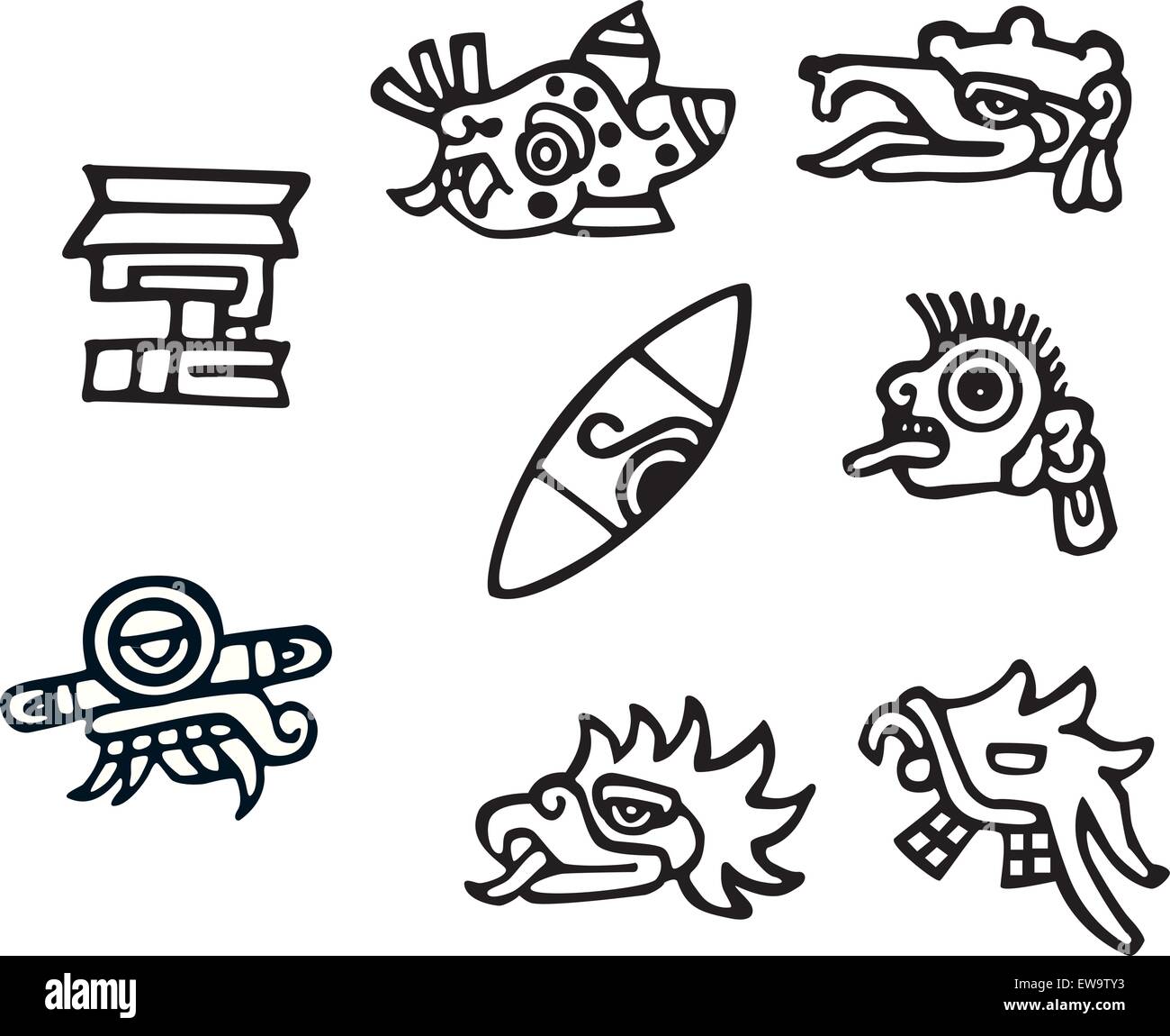 Maya-Symbole, großartige Kunstwerke für tattoos Stock Vektor