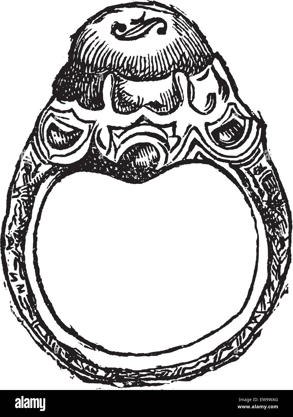 Alte eingravierten Abbildung: Ring der Friedrich der Große isoliert auf einem weißen Hintergrund. Industrielle Enzyklopädie E.-O. Lami - 1875. Stock Vektor