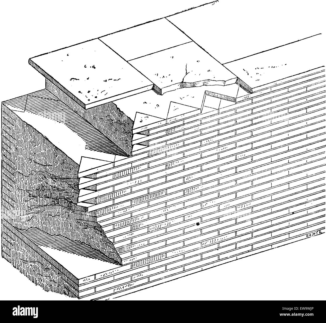 Roman Masonry, graviert Vintage Illustration. Industrielle Enzyklopädie - E.O Lami - 1875 Stock Vektor