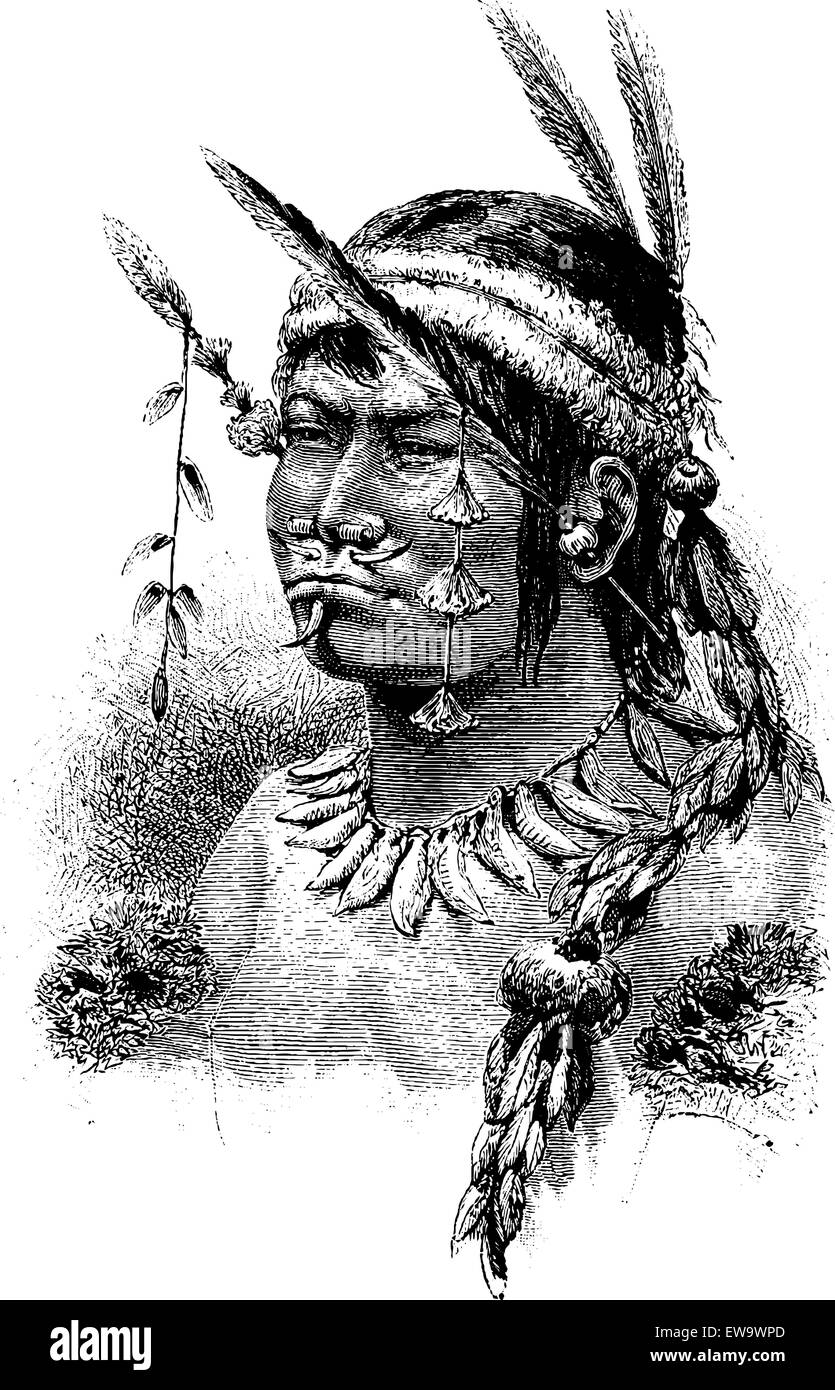 Coreguaje indischen Amazonas, Brasilien, Zeichnung von riou von einem Foto, Vintage eingravierten Abbildung. Le Tour du Monde, Travel Journal, 1881 Stock Vektor