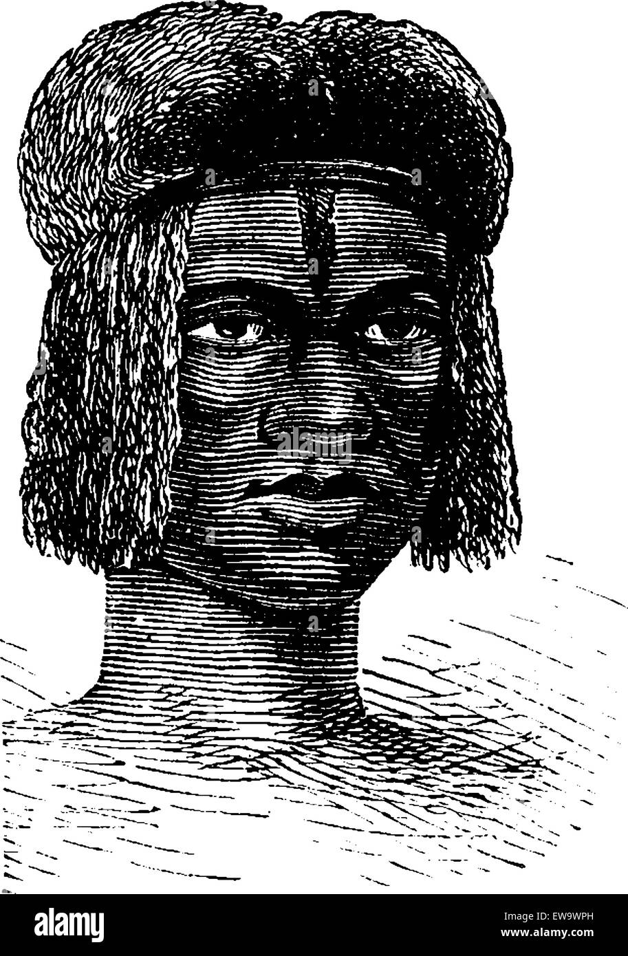 Zambo Weiblich aus Afrika, basierend auf der englischen Ausgabe, Vintage Illustration Gravur. Le Tour du Monde, Reisetagebuch, 1881 Stock Vektor