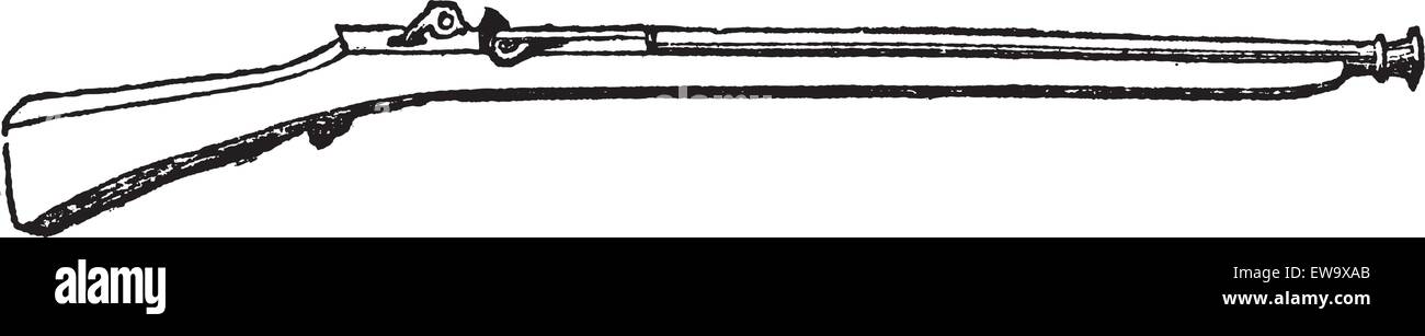 Arkebuse antiken Feuerwaffe Alter Stich. Alten gravierte Darstellung der Arkebuse, isoliert auf einem weißen Hintergrund. Stock Vektor