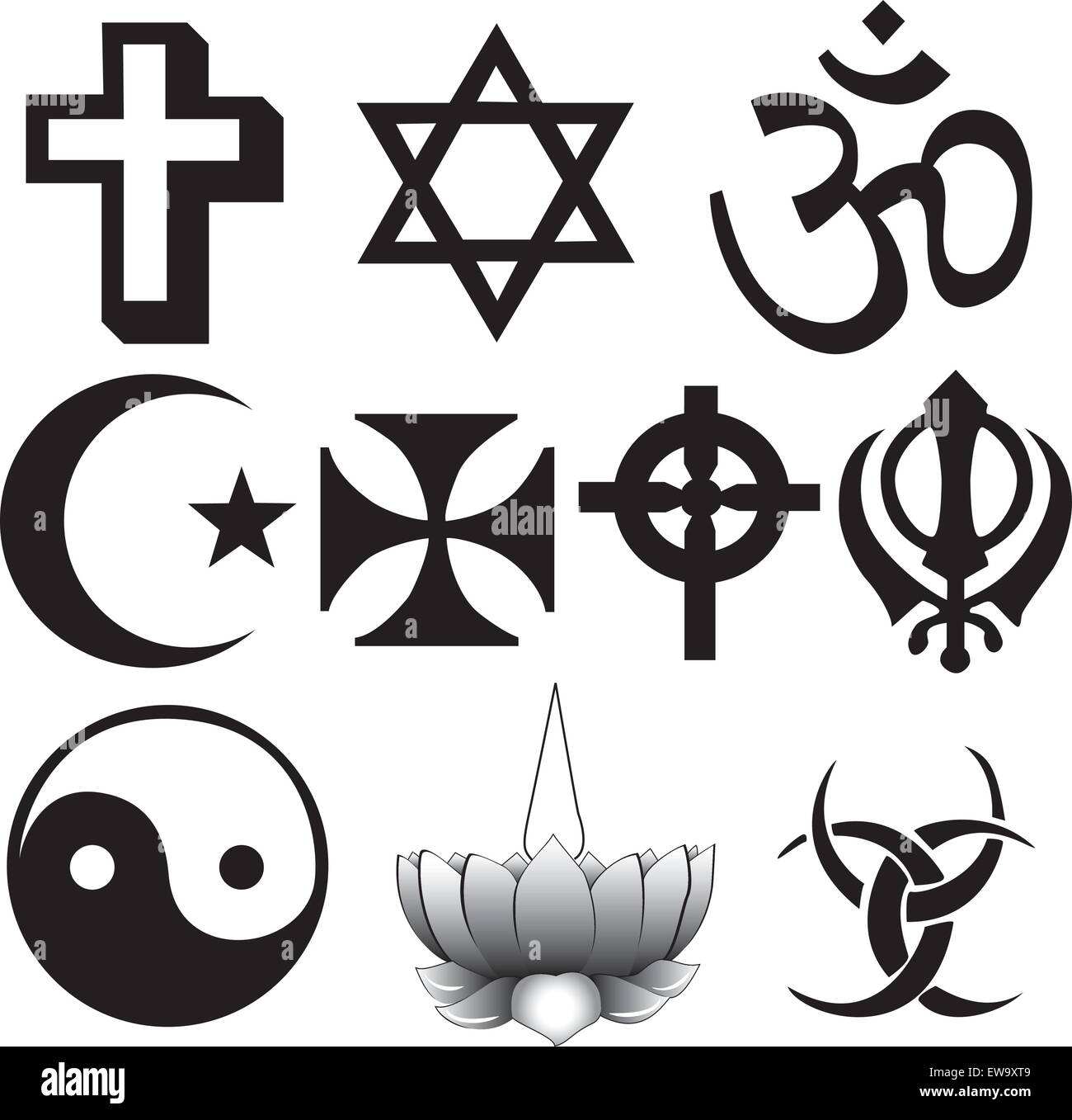 Symbole der verschiedenen Religionen Stock-Vektorgrafik - Alamy
