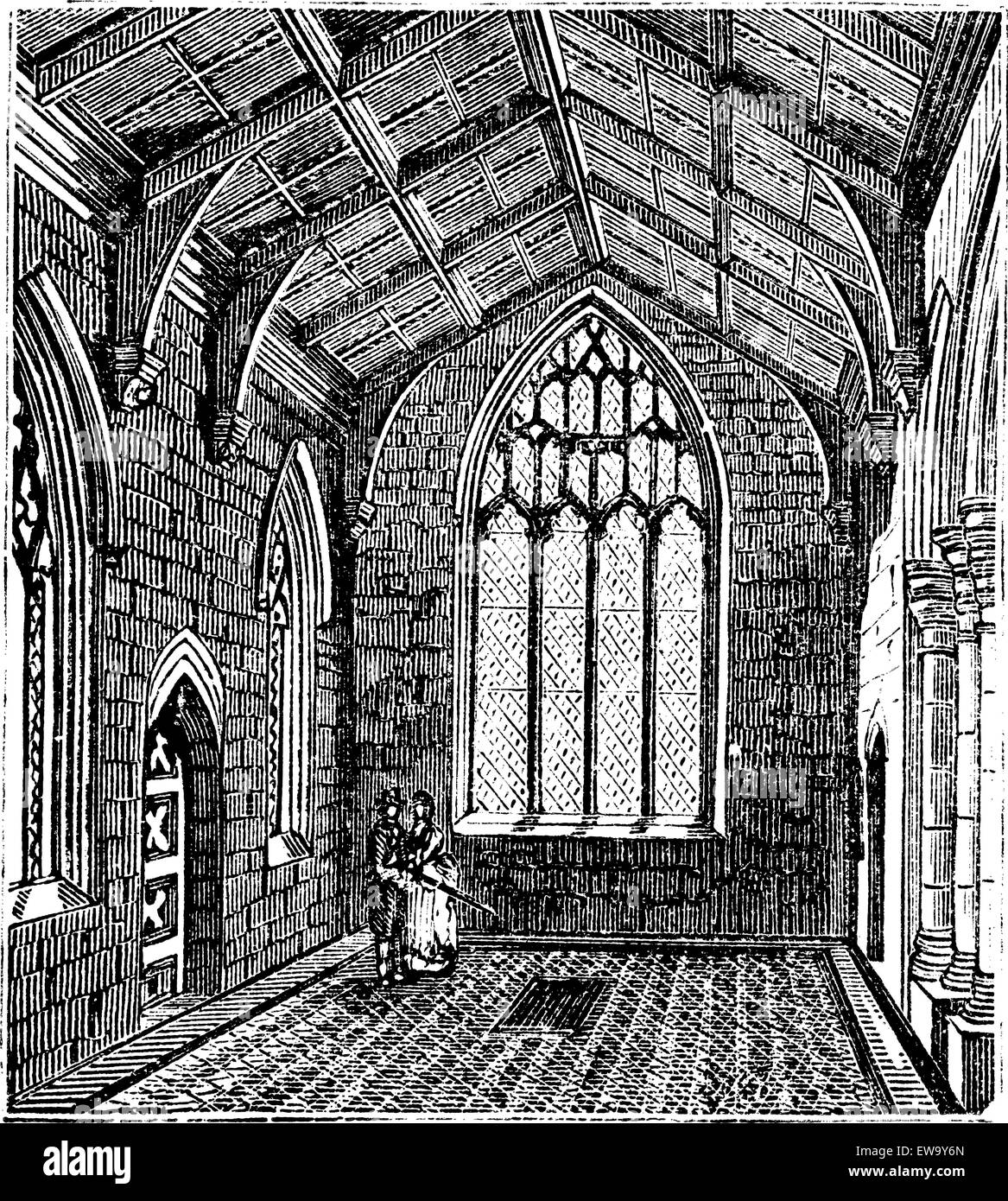 Saint Botolph's Church, in Boston, Lincolnshire, England, in den 1890er Jahren, vintage Gravur. Alte eingraviertem Muster von der Innenseite aus Baumwolle Kapelle in St. Botolph's Church. Stock Vektor