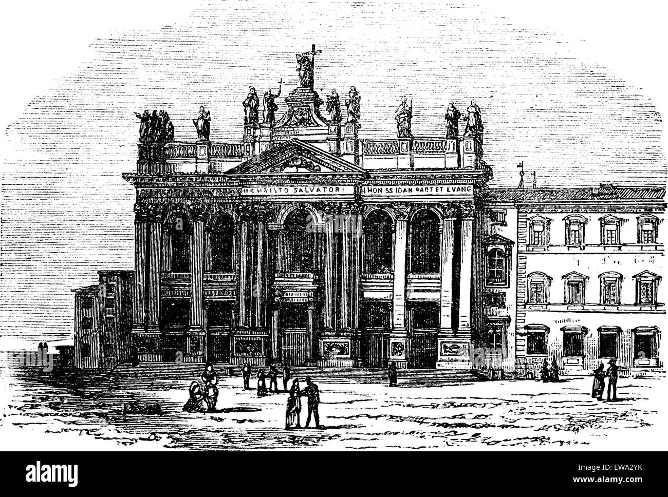 Laterano oder Lateran Kirche und Palast, Italien, graviert Vintage Illustration. Trousset Enzyklopädie (1886-1891). Stock Vektor