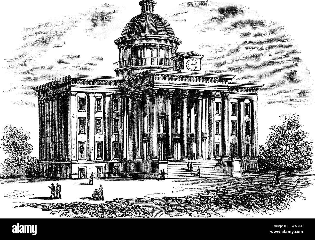 Alabama State Capitol Building, Vereinigte Staaten von Amerika, Vintage gravierten Abbildung. Trousset Enzyklopädie (1886-1891). Stock Vektor