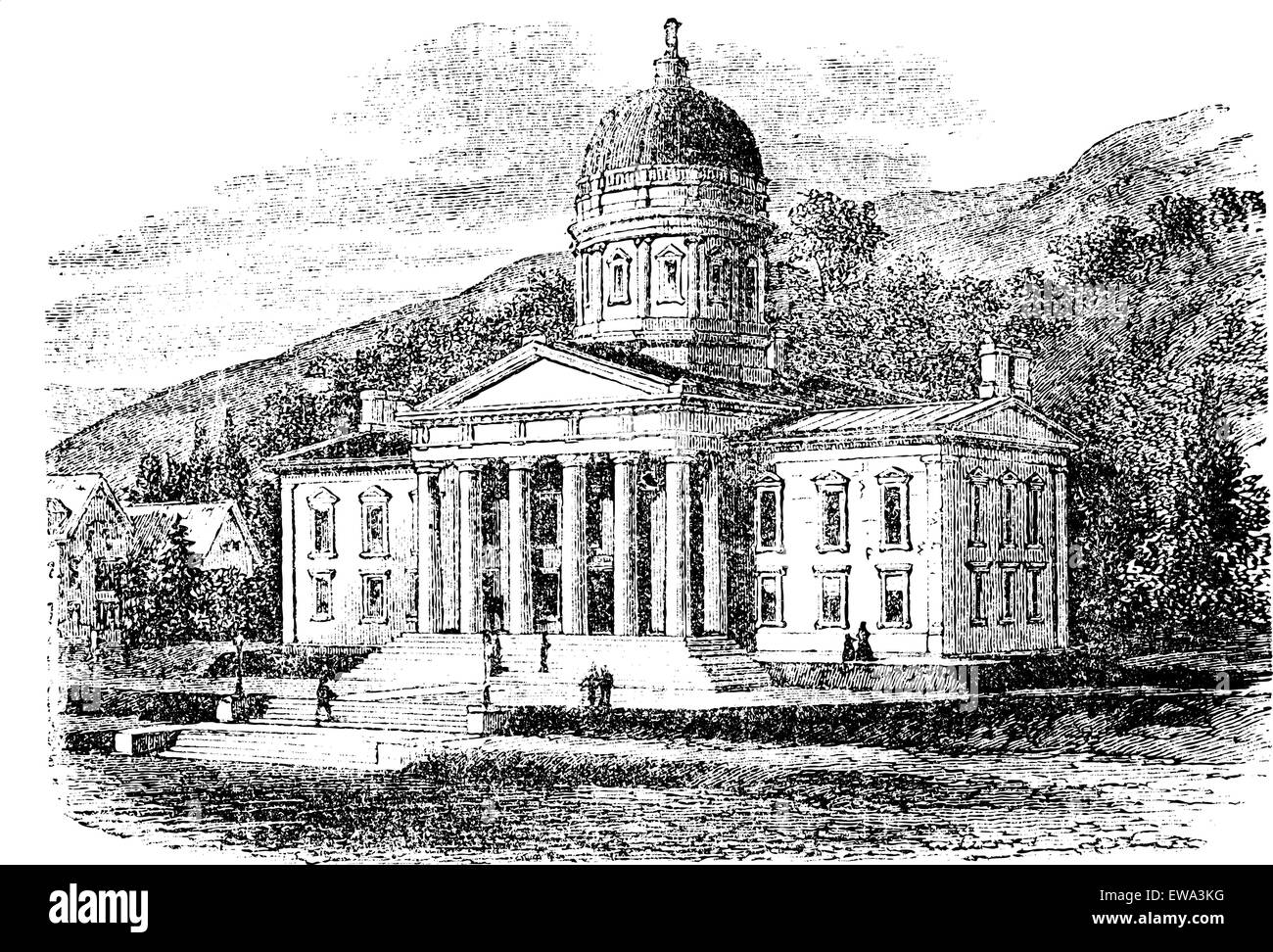 Das State Capitol Building in Montpelier, Vermont, graviert Vintage Illustration. Trousset Enzyklopädie (1886-1891). Stock Vektor