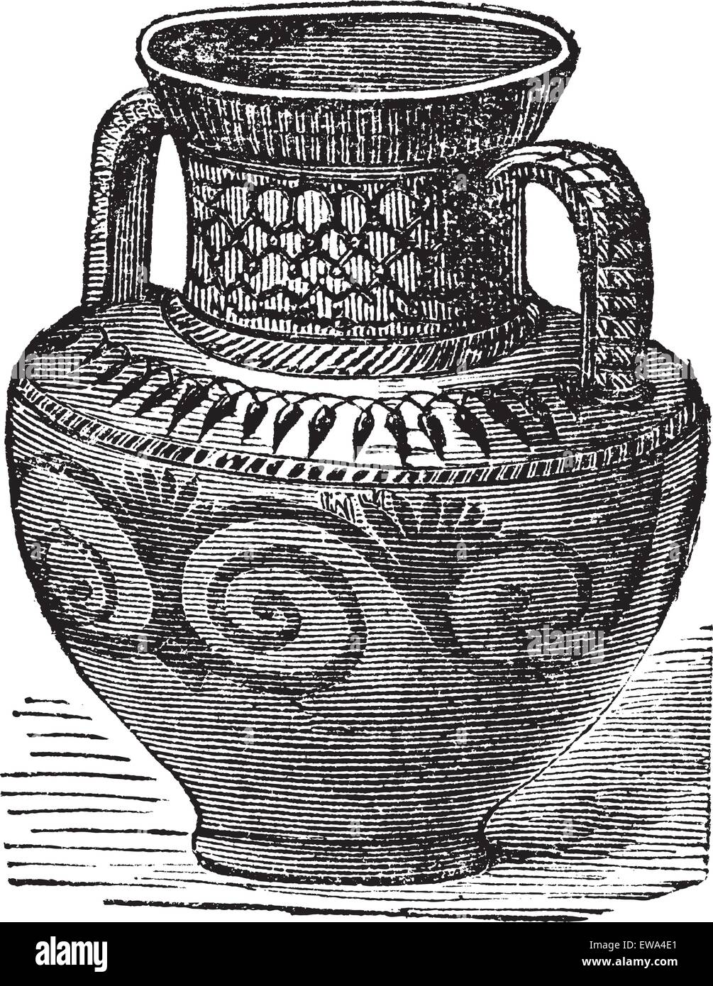 Phönizische Vase, Vintage-Gravur. Alten graviert Illustration des phönizischen Vase aus Cesnola Kollektion New York. Stock Vektor