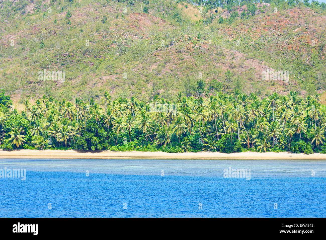 Tropischer Strand, Waya Insel Yasawa Inselgruppe, Fiji, Südsee-Inseln, Pazifik Stockfoto