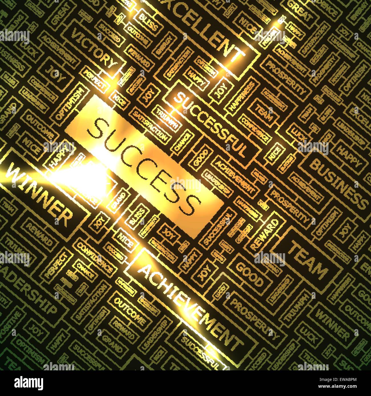 ERFOLG. Wort-Wolke-Abbildung. Tag Cloud-Konzept Collage. Verwendbar für verschiedene Business-Design. Stock Vektor