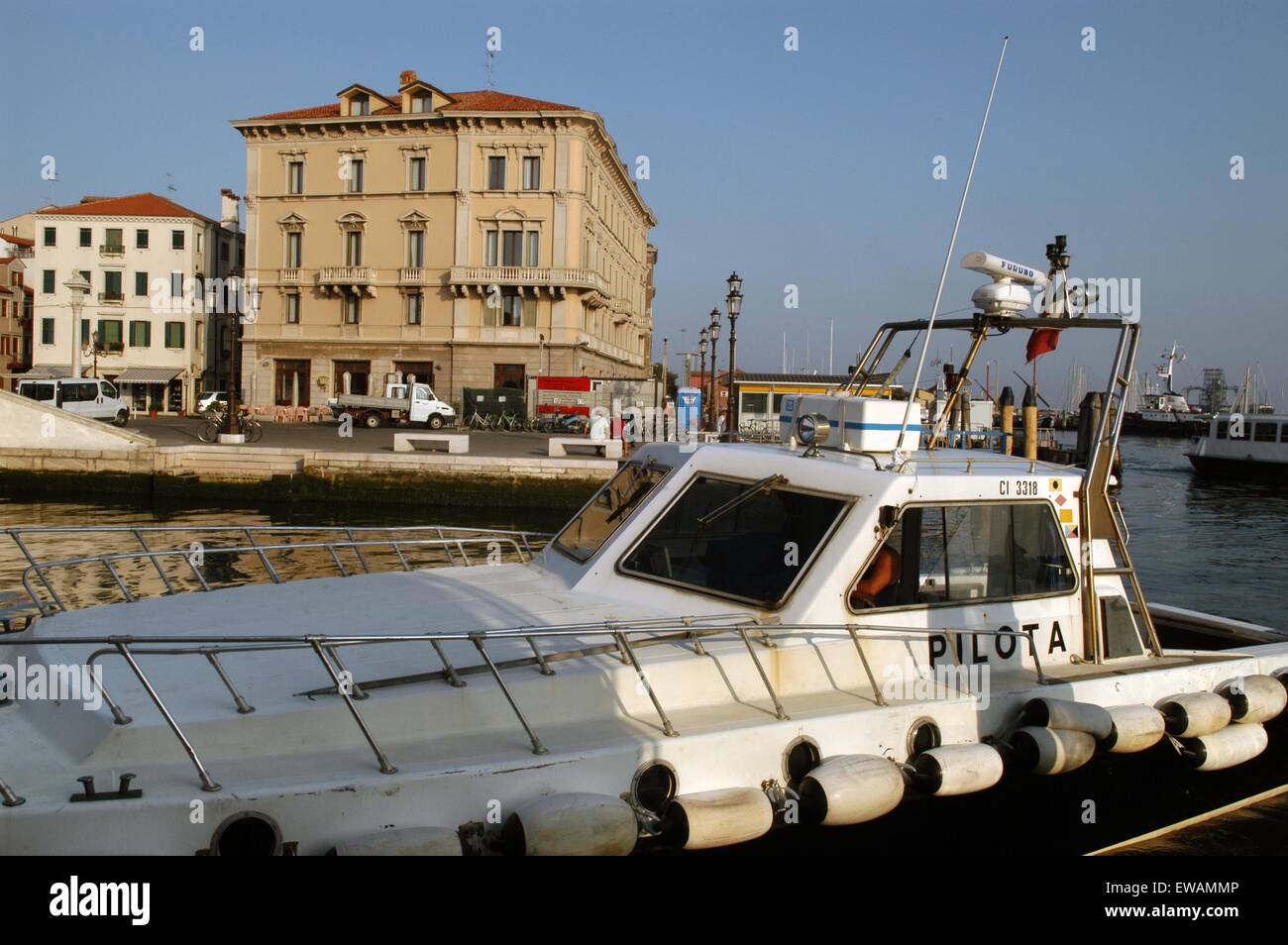 Chioggia, Lagunenstadt südlich von Venedig (Italien), Hafen Lotsenboot Stockfoto