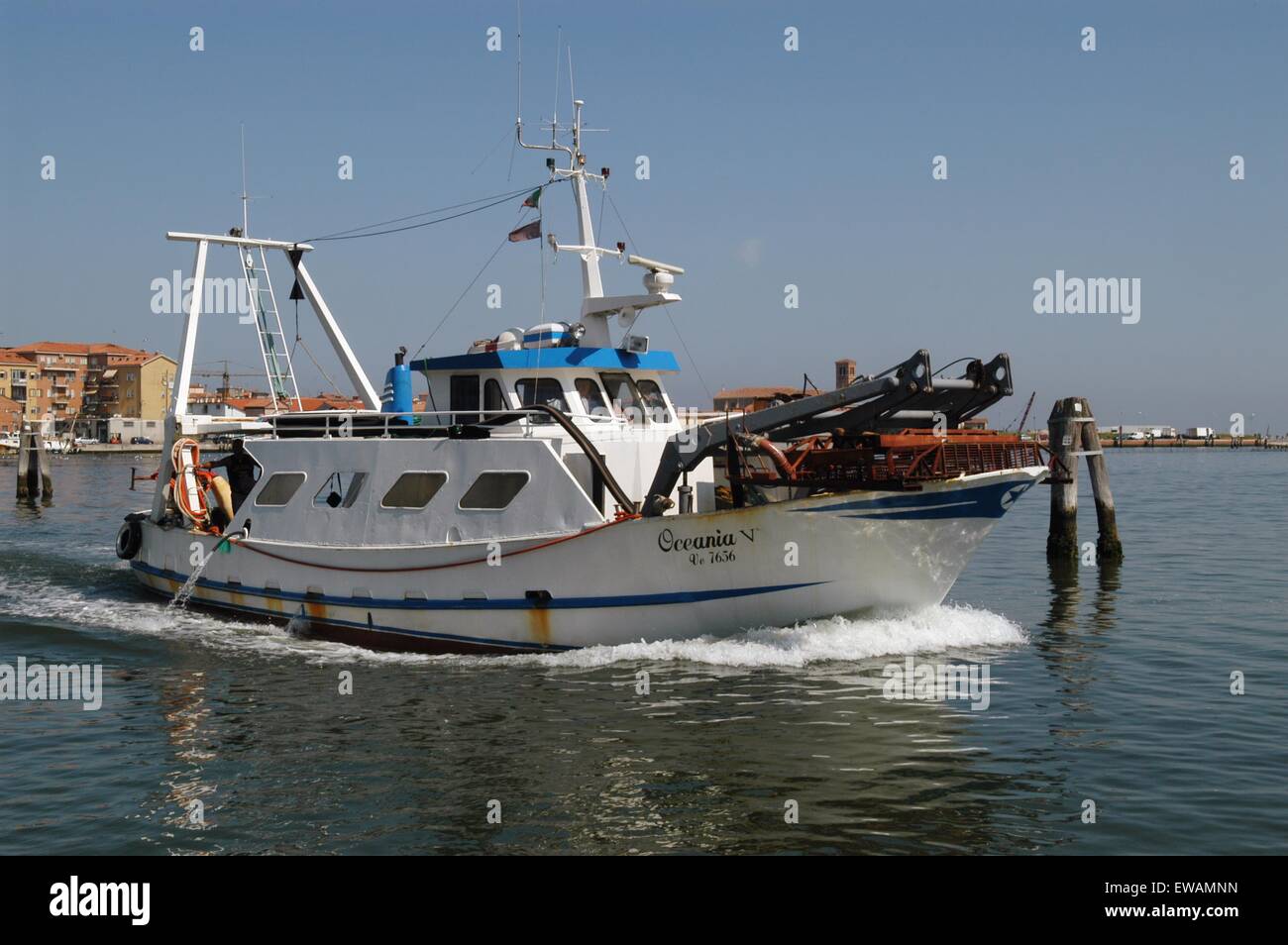 Angelboot/Fischerboot in Chioggia, Lagunenstadt südlich von Venedig (Italien) Stockfoto