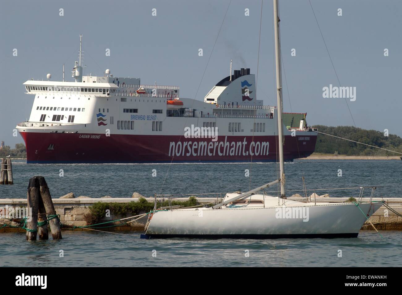 Chioggia, Lagunenstadt südlich von Venedig (Italien), Ankunft der Fähre Stockfoto