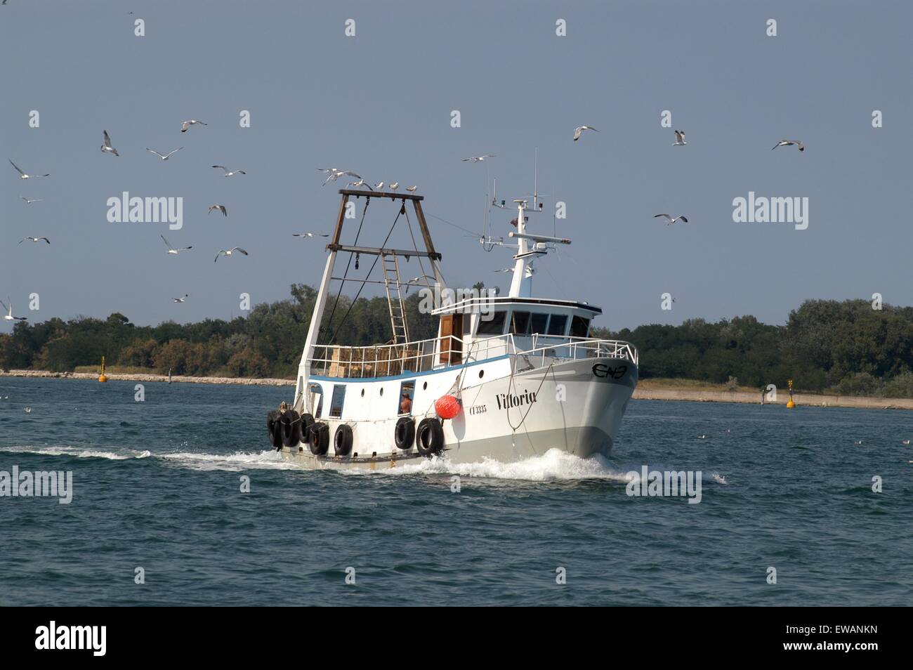 Angelboot/Fischerboot in Chioggia, Lagunenstadt südlich von Venedig (Italien) Stockfoto