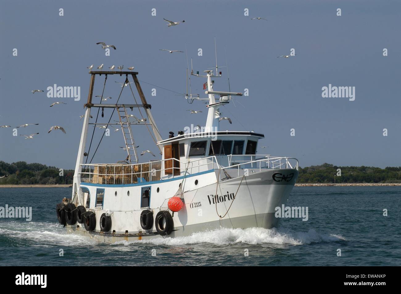 Angelboot/Fischerboot in Chioggia, Lagunenstadt südlich von Venedig (Italien) Stockfoto