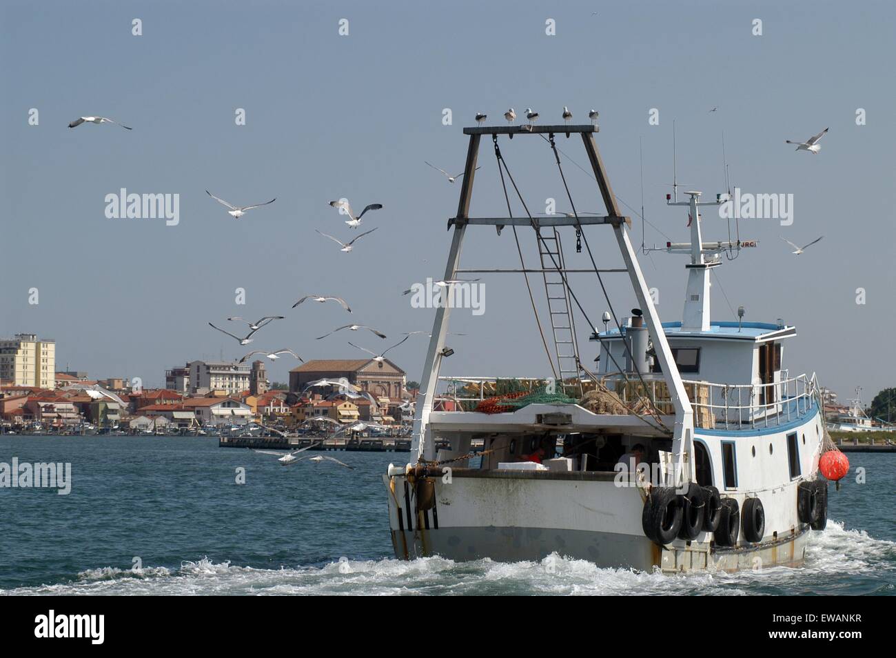 Angelboot/Fischerboot in Chioggia, Lagunenstadt südlich von Venedig (Italien) Stockfoto