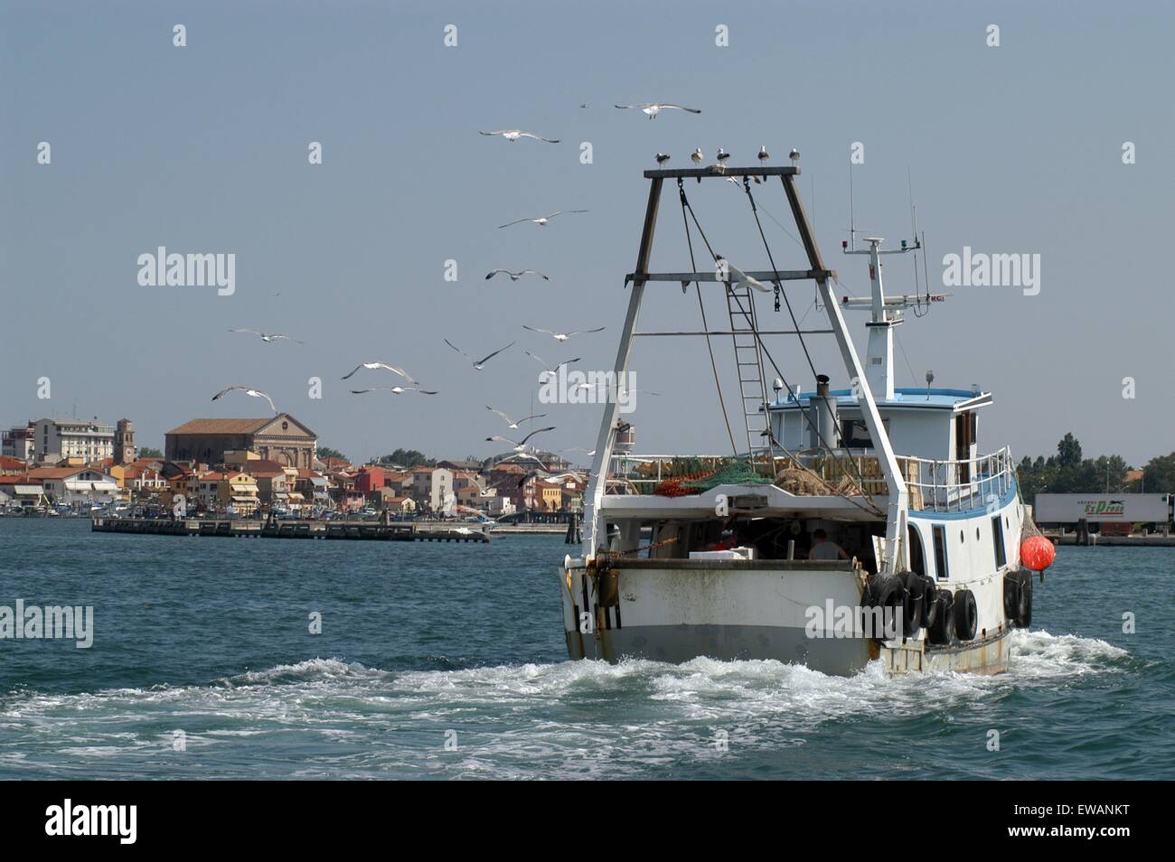 Angelboot/Fischerboot in Chioggia, Lagunenstadt südlich von Venedig (Italien) Stockfoto
