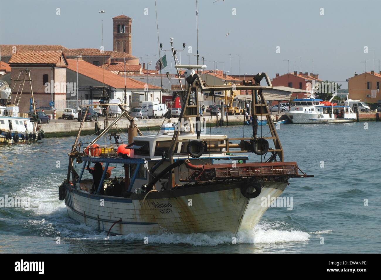 Landeplatz der Angelboote/Fischerboote in Chioggia, Lagunenstadt südlich von Venedig (Italien) Stockfoto