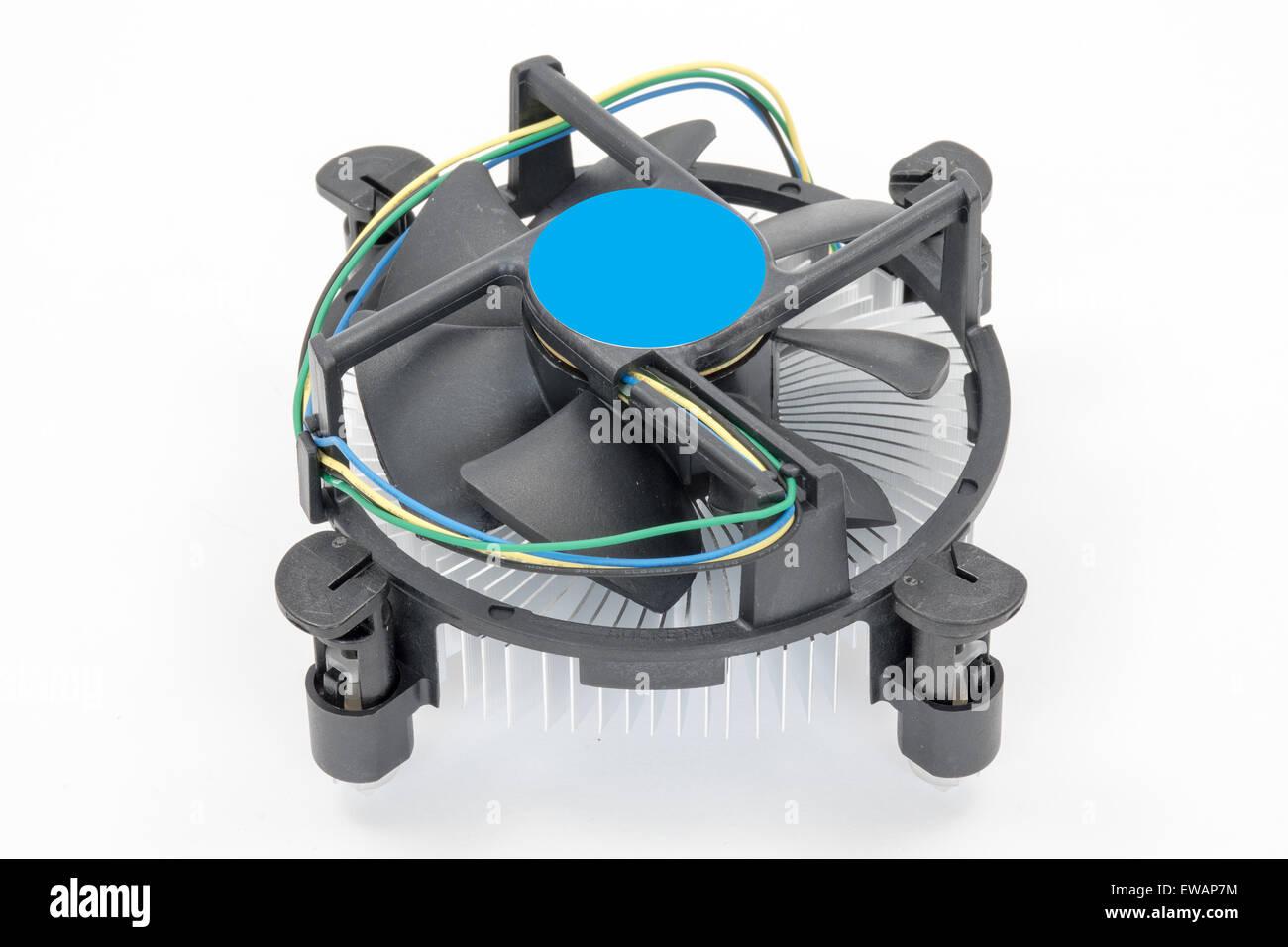 Computer-Prozessor Lüfter auf einem Kühlkörper Stockfoto