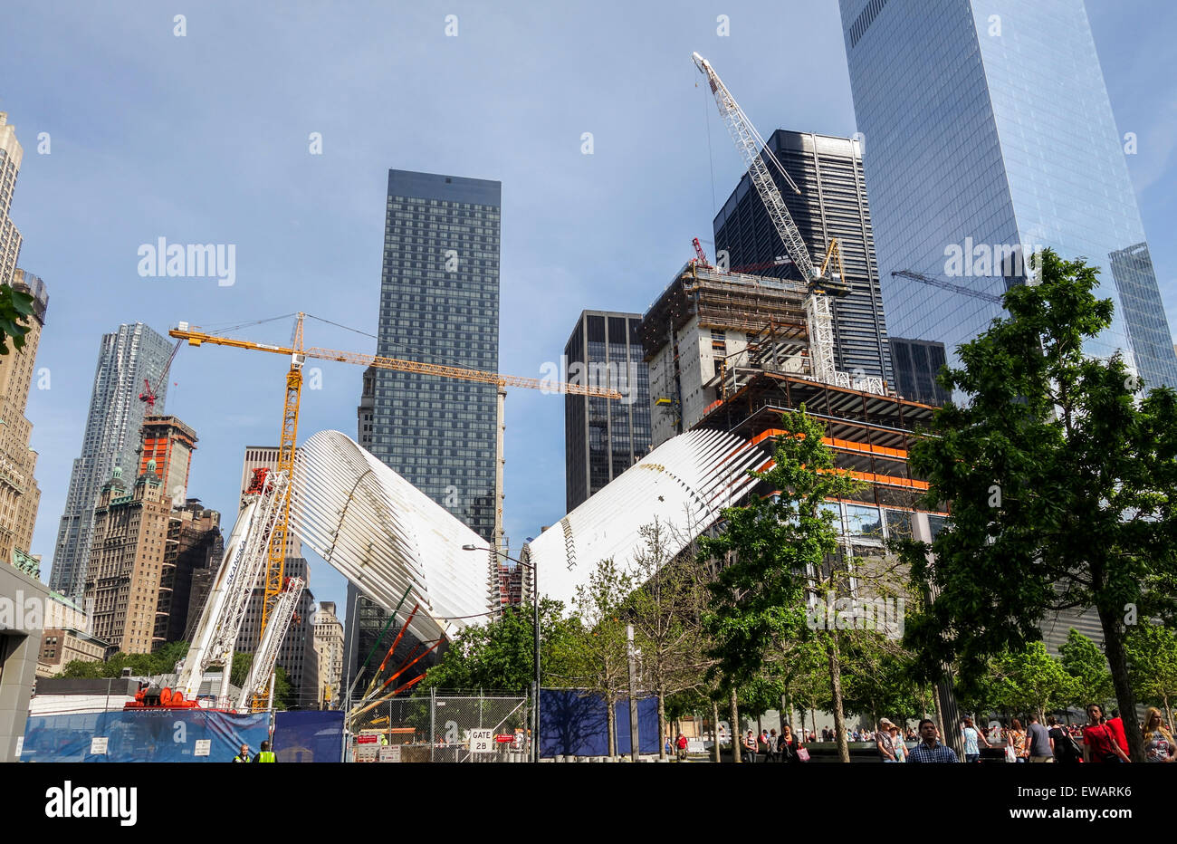 World Trade Center (Weg-Station) Verkehrsknotenpunkt im Bau, New York City, USA. Stockfoto