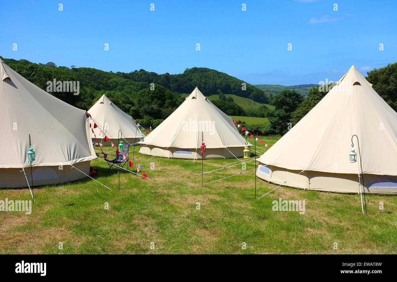 Glamping am Mount Edgcumbe Landschaftspark in Cornwall, Großbritannien Stockfoto