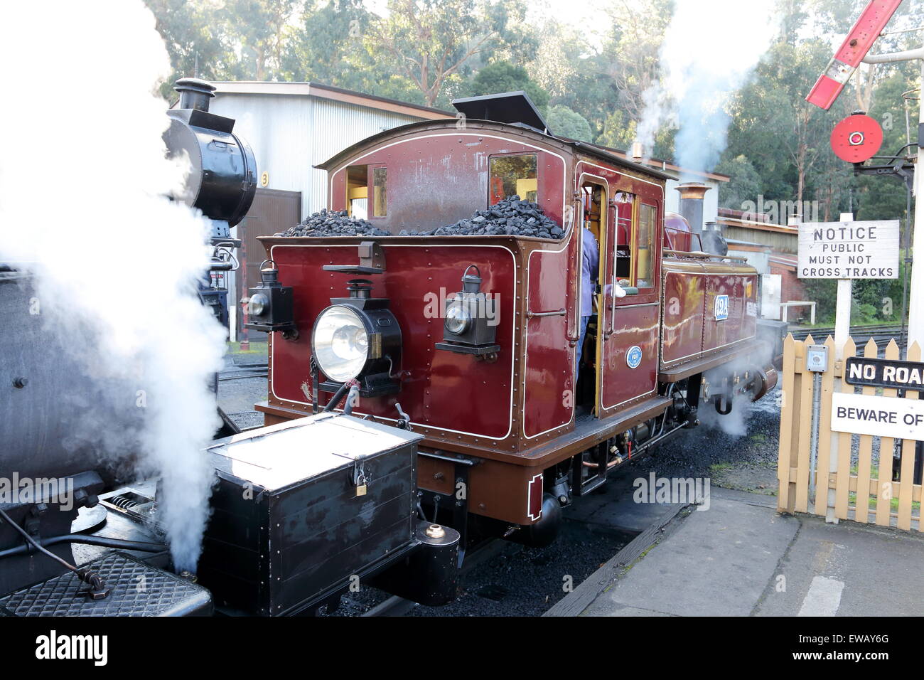 Puffing Billy Steam Train bei Dandenong reicht Victoria Australia Stockfoto