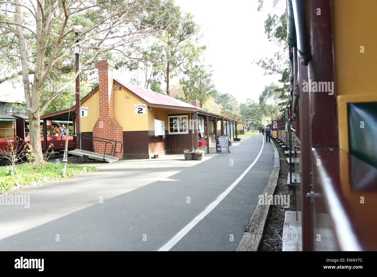 Puffing Billy Dampf Bahnhof Emerald Victoria Australien Stockfoto