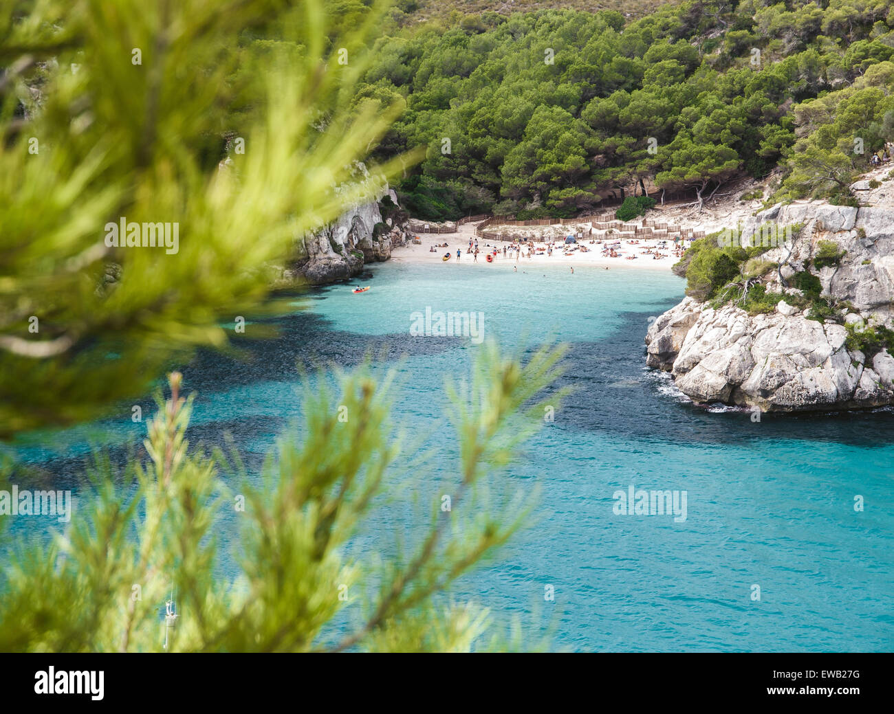 Blick auf Macarelleta Strand von Menorca, Spanien. Stockfoto