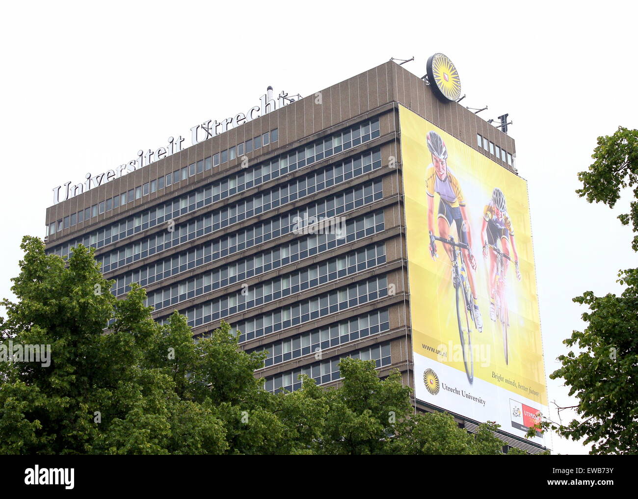 Fakultät für Geowissenschaften, Uithof Campus Utrecht, Niederlande. Riesige Plakatwand, die Förderung der Tour de France starten, Grand Départ 2015 Stockfoto