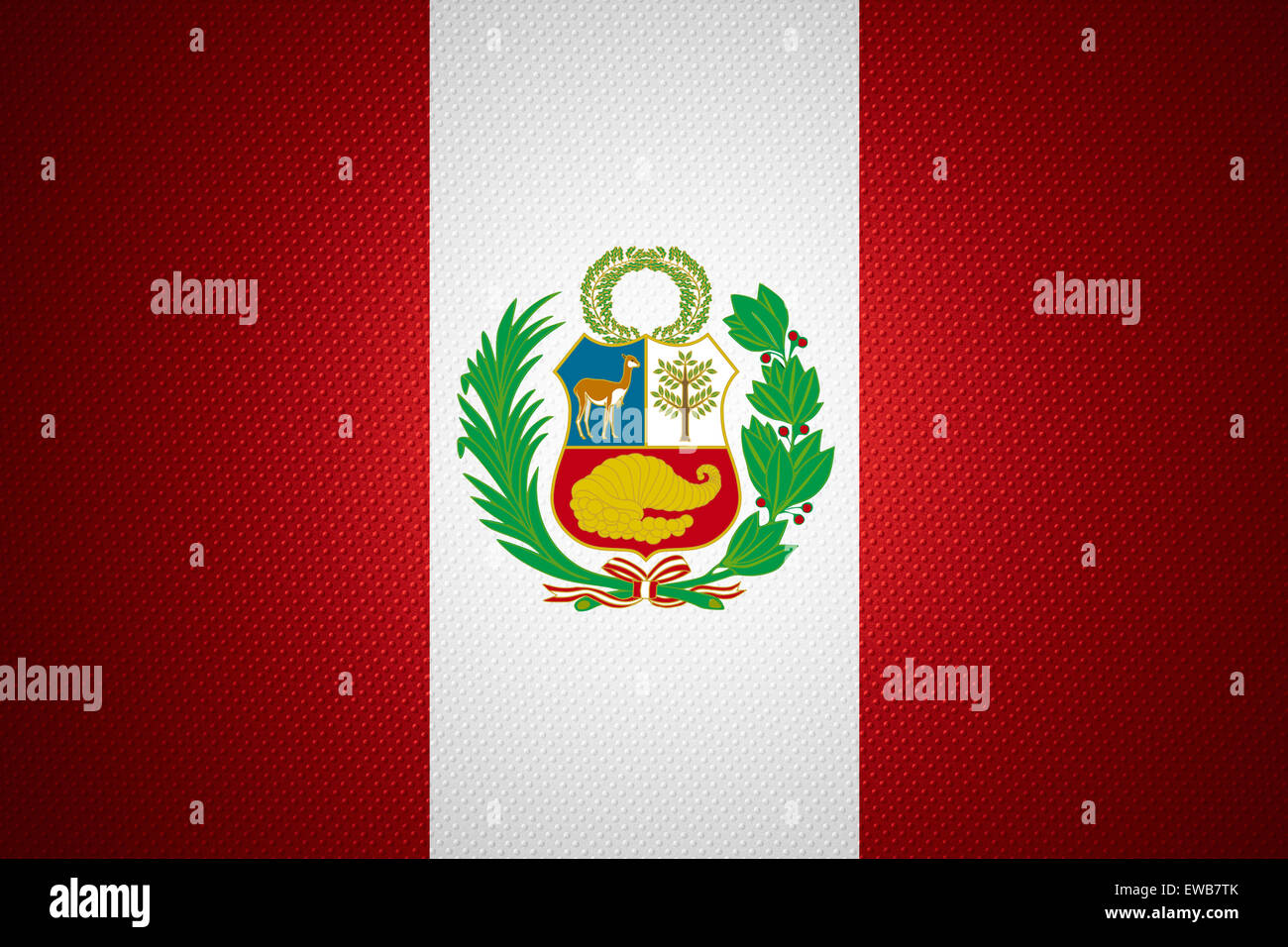 Peru-Flagge oder peruanische Banner auf abstrakte Textur Stockfoto