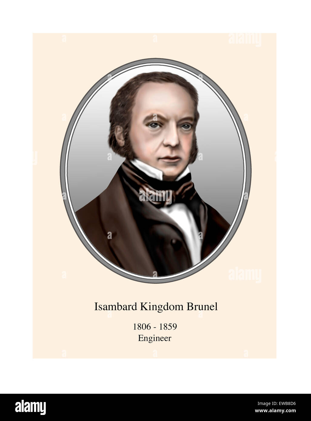 Isambard Kingdom Brunel Porträt moderner Illustration Stockfoto