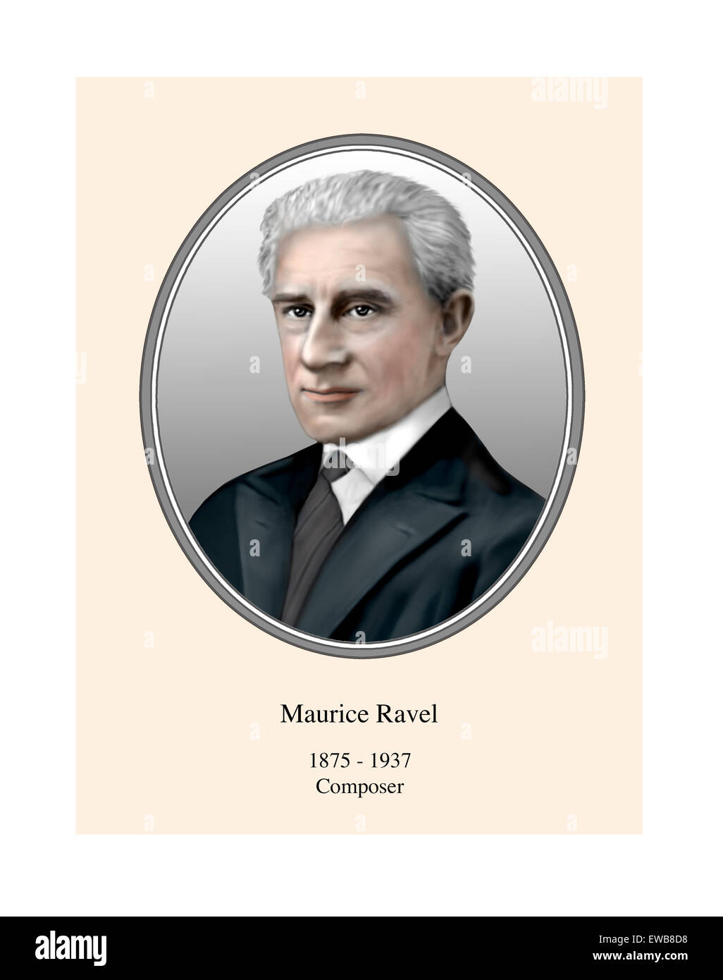 Maurice Ravel Porträt moderner Illustration Stockfoto