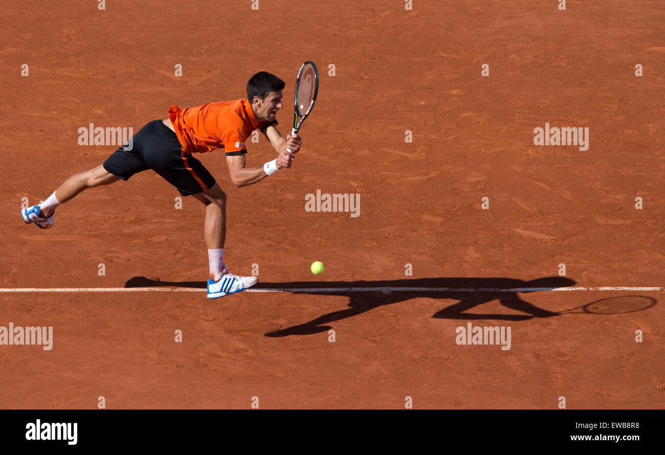 Novak Djokovic (SRB) in Aktion an der Französisch Open 2015 Stockfoto