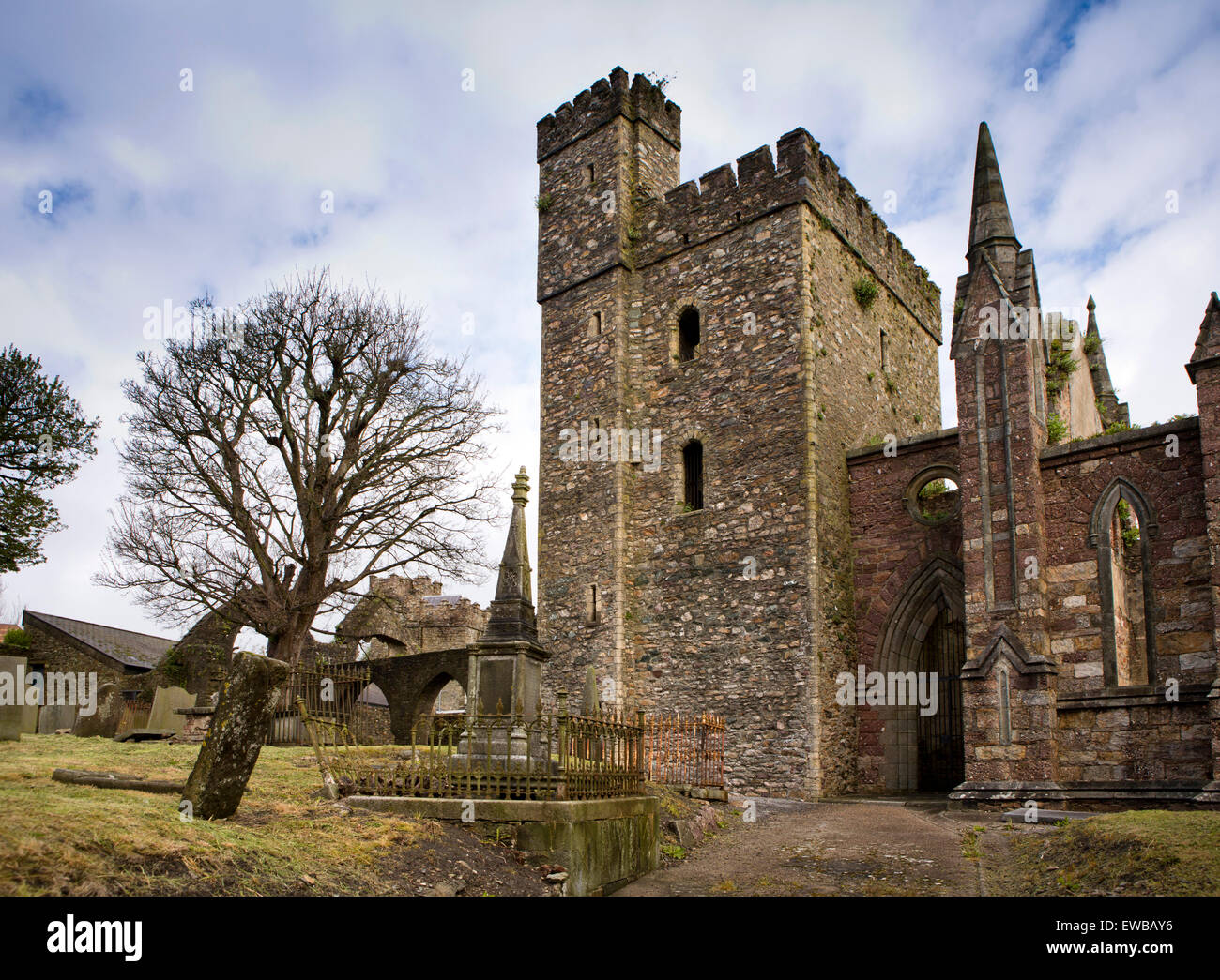 Irland, Co. Wexford, Wexford Town, Saint-Selkars Kirche mit C14th zinnengekrönten Turm Stockfoto