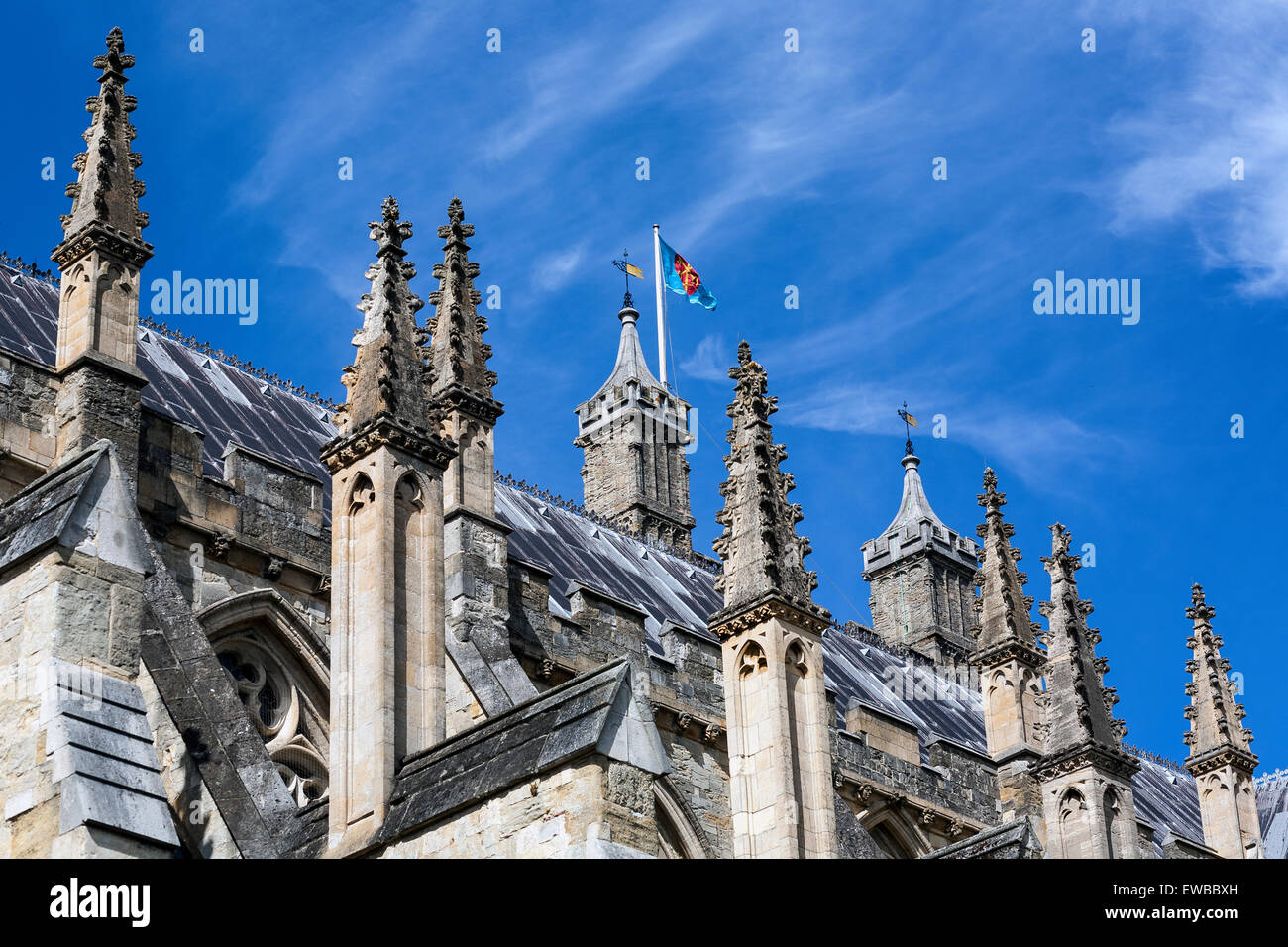 Kathedrale von Exeter, Dach der Kathedrale von Exeter, uk, Windows, Kathedrale, Bogen, historische, Stein, Handwerk, Reisen, gewölbt, Christian, Stockfoto