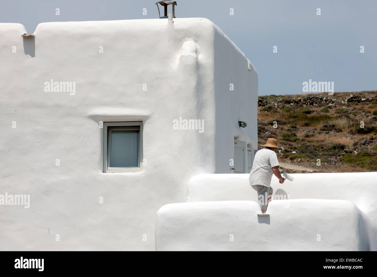 Griechenland, Kykladen, Mykonos, Fokos Strand Taverne Stockfoto