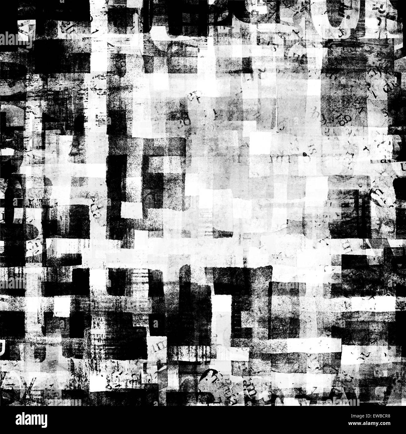 Muster des Grunge schwarze und weiße geometrischen Aquarell Hintergrund Stockfoto