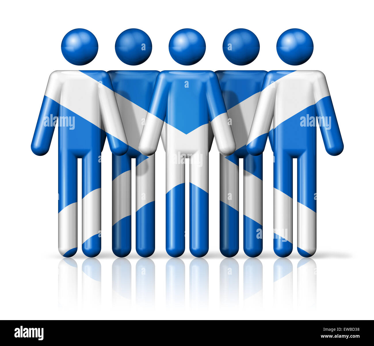 Flagge von Schottland auf Strichmännchen - nationalen und sozialen Gemeinschaft Symbol 3D-Symbol Stockfoto