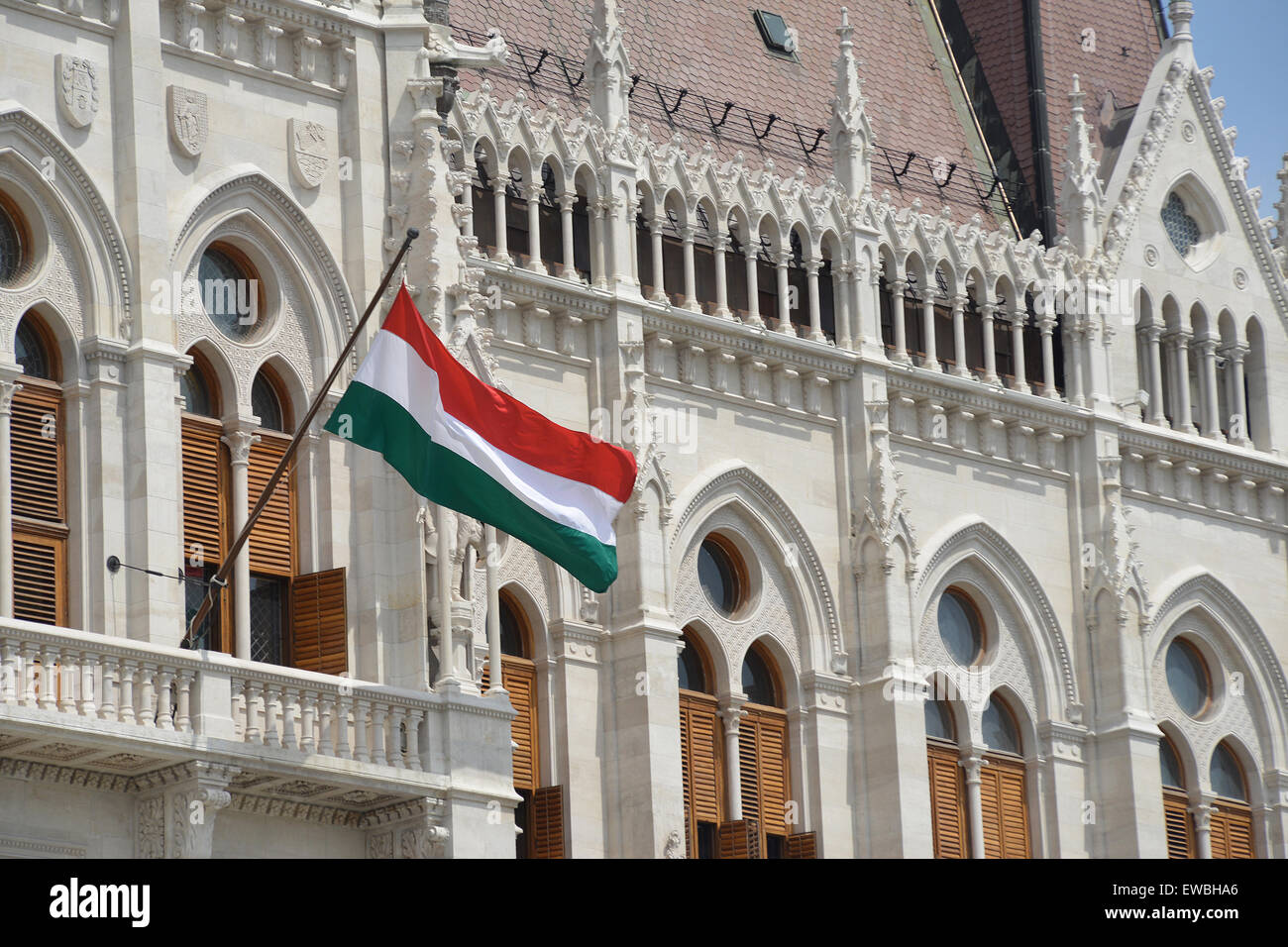 ungarische Flagge Budapest Ungarn Stockfoto