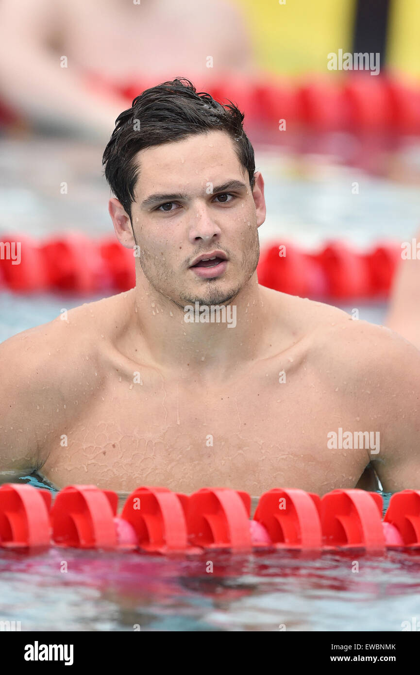 Französische professionelle Schwimmer Florent Manaudou (2014/07/05) Stockfoto