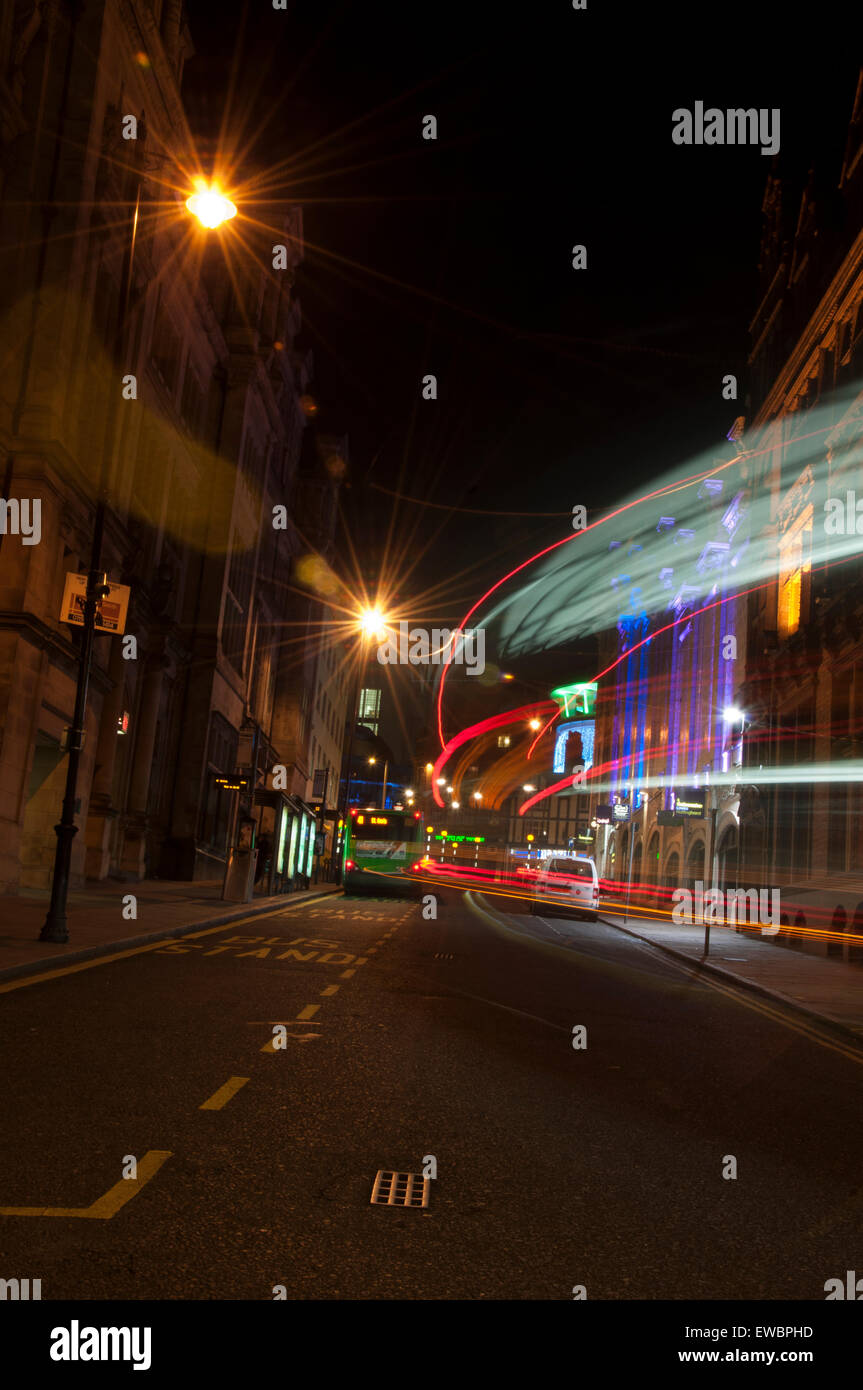 King Street, Nottingham City bei Nacht, Nottinghamshire, England UK Stockfoto